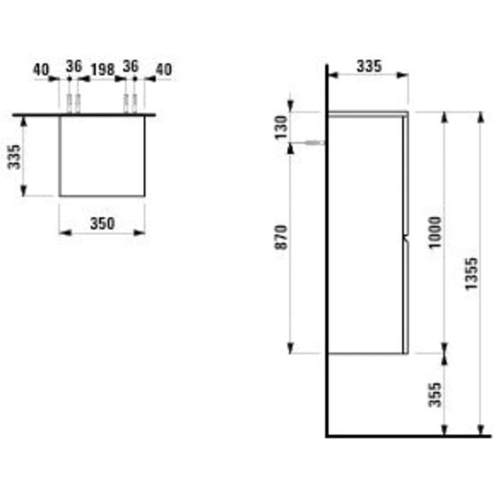 LAUFEN PRO S Halbhochschrank, Anschlag rechts