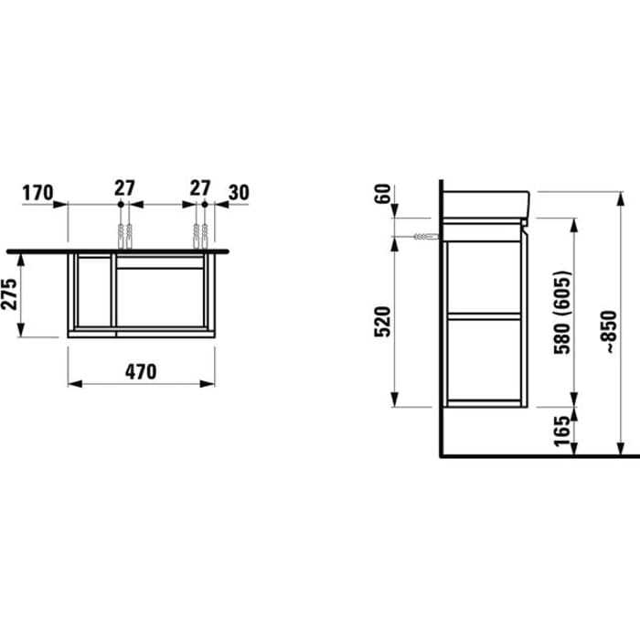 LAUFEN PRO S Waschtischunterbau Seitenablage links