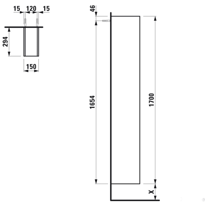 LAUFEN Space Hochschrank Slim mit offener Front 170 cm