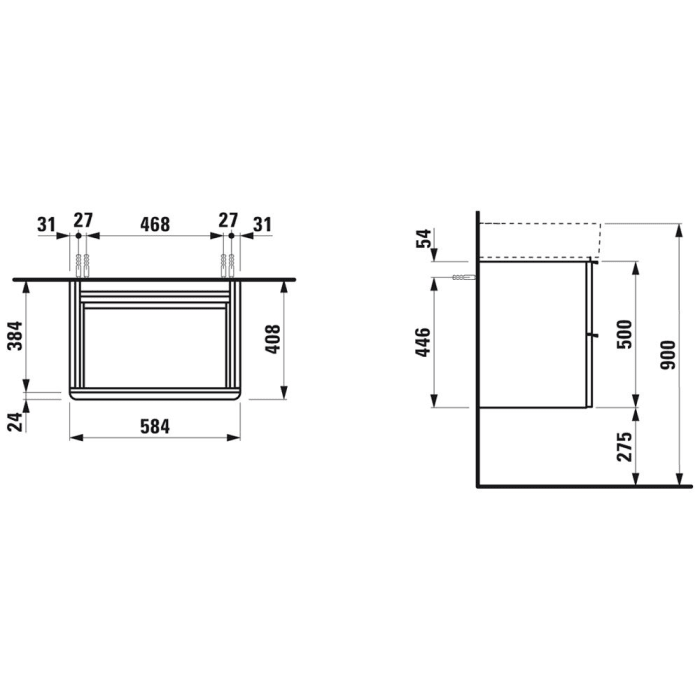 LAUFEN Space Waschtischunterbau 58,4 x 41 cm