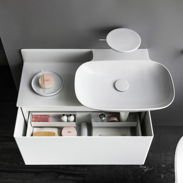 LAUFEN INO Waschtisch unterbaufähig 90 x 45 cm mit Ablage links, ohne Hahnloch