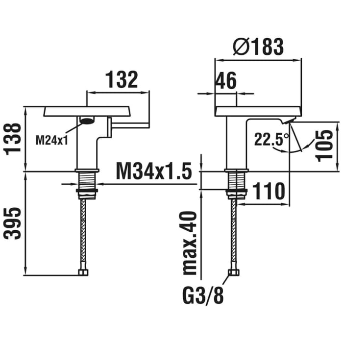 LAUFEN Kartell Einhebel-Waschtischmischer mit Deko-Disc, ohne Ablaufventil