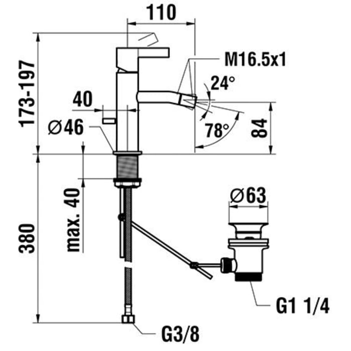 LAUFEN Kartell Einhand-Bidetarmatur