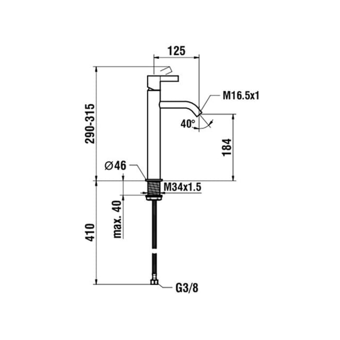 LAUFEN Kartell Einhand-Standsäulen-Waschtischarmatur ohne Ablaufventil