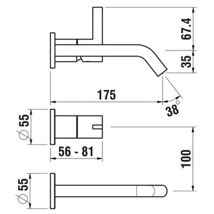 LAUFEN Kartell Einhand-2-Loch-Wandarmatur