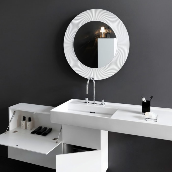 LAUFEN Kartell Badspiegel Ø 78 cm mit LED Beleuchtung in Bernsteinfarbe