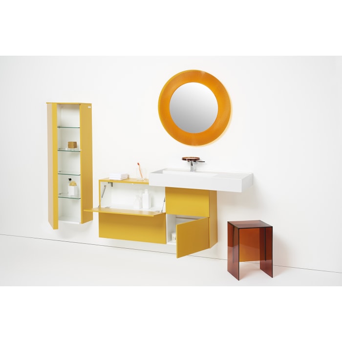 LAUFEN Kartell Badspiegel Ø 78 cm mit LED Beleuchtung in Bernsteinfarbe