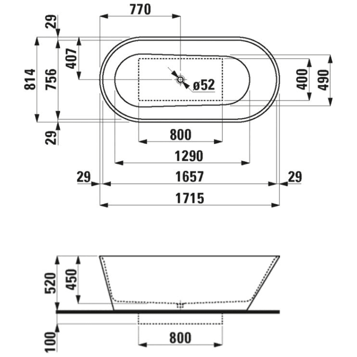 LAUFEN Kartell Badewanne freistehende 171,5 x 81,5 cm