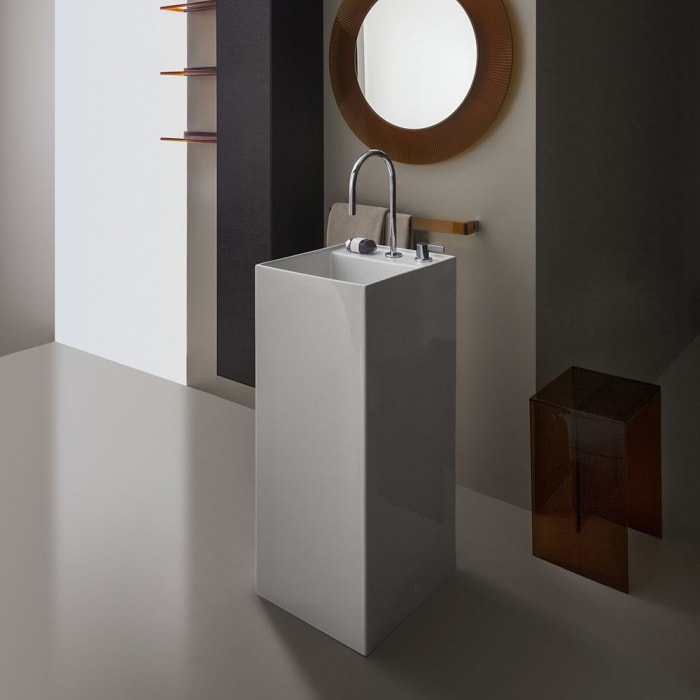 LAUFEN Kartell Waschtisch 37,5 x 43,5 cm, freistehend mit 3 Hahnlöchern