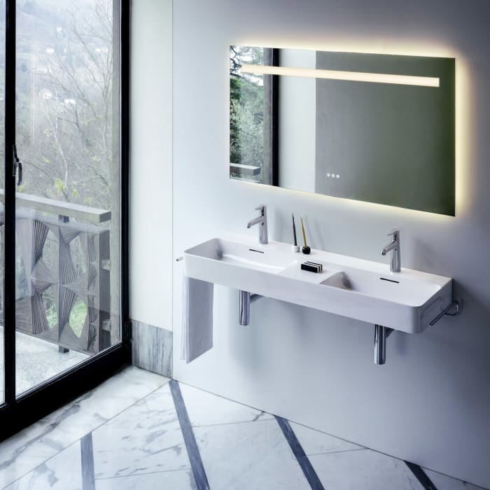 LAUFEN Leelo Badspiegel 100 x 70 cm mit LED-Beleuchtung und Touch Sensoren