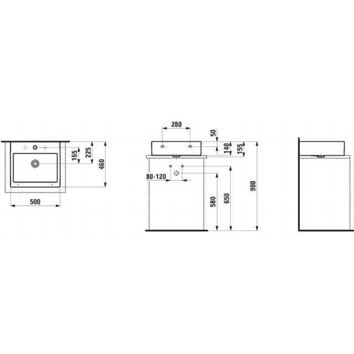 LAUFEN Living City Aufsatzwaschtisch 50 cm mit Überlauf, ohne Hahnlochbohrung