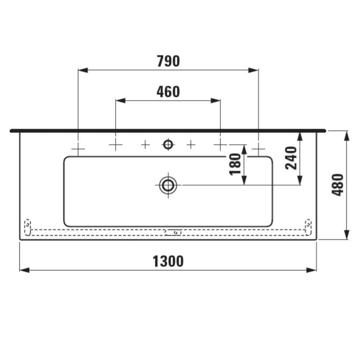 LAUFEN Living Square Waschtisch 130 cm, großes Becken mit 1 Hahnloch