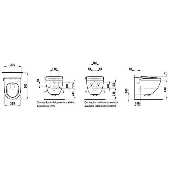 LAUFEN Cleanet Riva Dusch-WC Tiefspüler spülrandlos