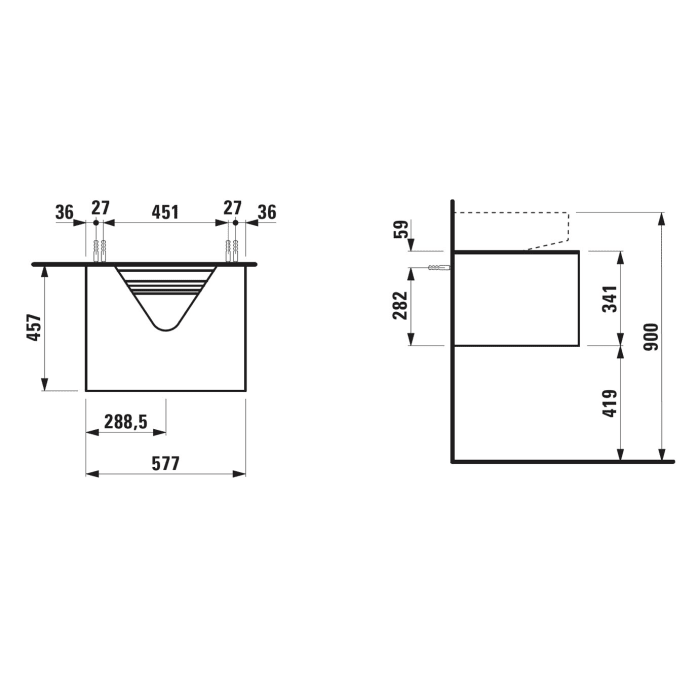 LAUFEN Sonar Schubladenelement 58 x 45 x 34 cm mit 1 Schublade, WT mittig
