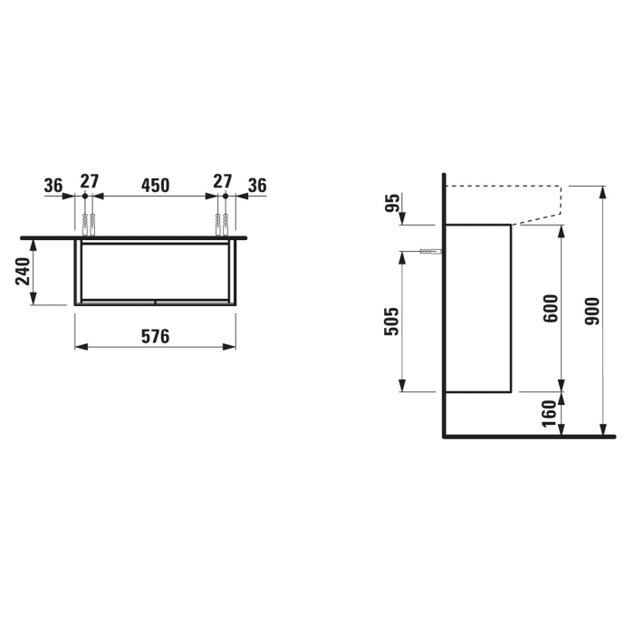 LAUFEN Sonar Waschtischunterbau 58 x 24 x 60 cm mit 2 Türen