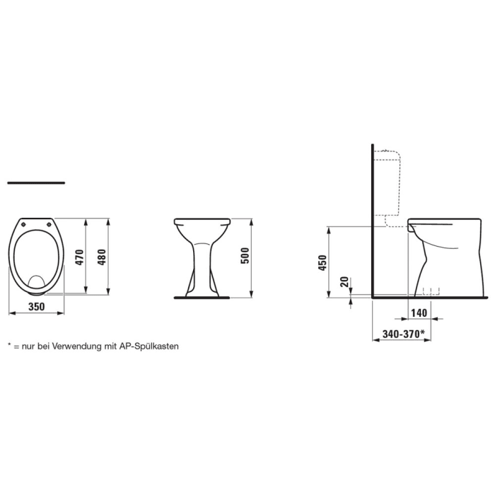LAUFEN Albonova 50 Stand-WC Flachspüler