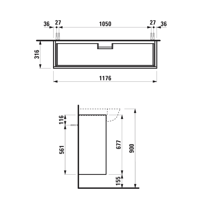 LAUFEN The New Classic Waschtischunterbau 117,6 cm mit 2 Schubladen