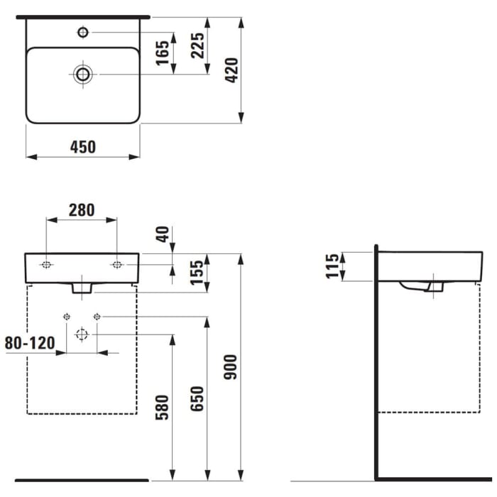LAUFEN Val Aufsatz-Handwaschbecken 45 x 42 cm mit Hahnloch, ohne Überlauf