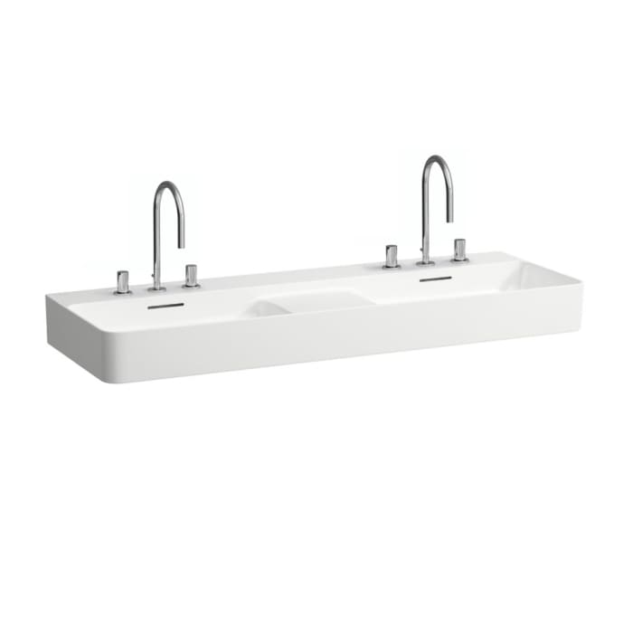 LAUFEN Val Doppelwaschtisch unterbaufähig 120 x 40 cm, mit 3 Hahnlöchern, mit Überlauf