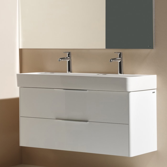 LAUFEN Val Waschtisch, unterbaufähig 120 x 42 cm, mit 2 Hahnlöcher, mit Überlauf