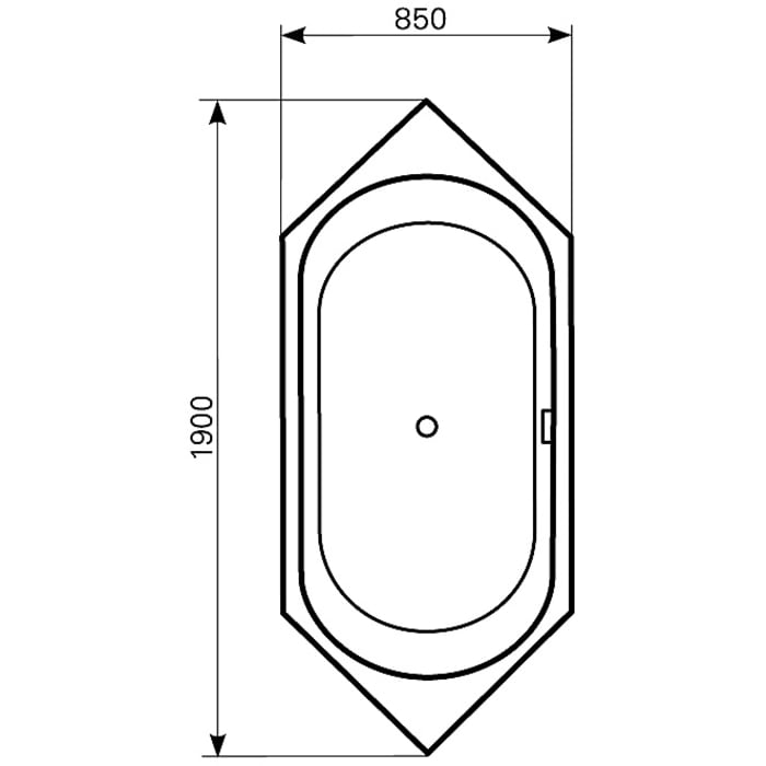 Mauersberger Sechseck-Badewanne Ovata 190 x 85 cm