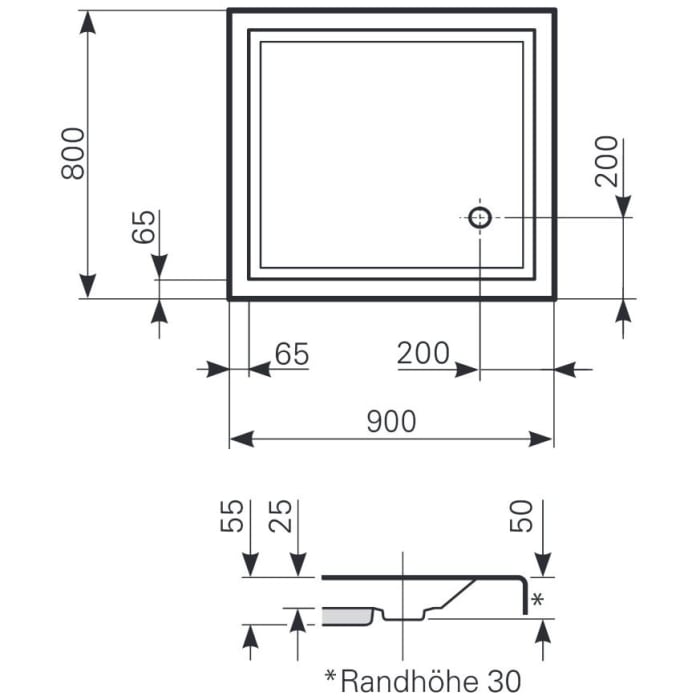 Mauersberger Duschwanne Localis 90 x 80 superflach