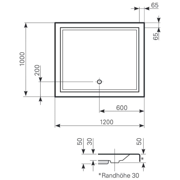 Mauersberger Duschwanne Lupina 120 x 100 superflach