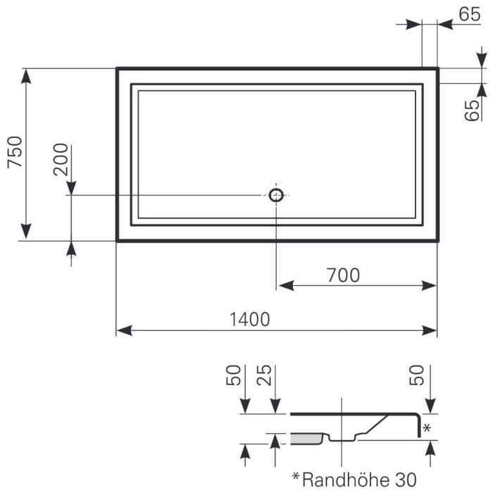Mauersberger Duschwanne Lupina 140 x 75 superflach