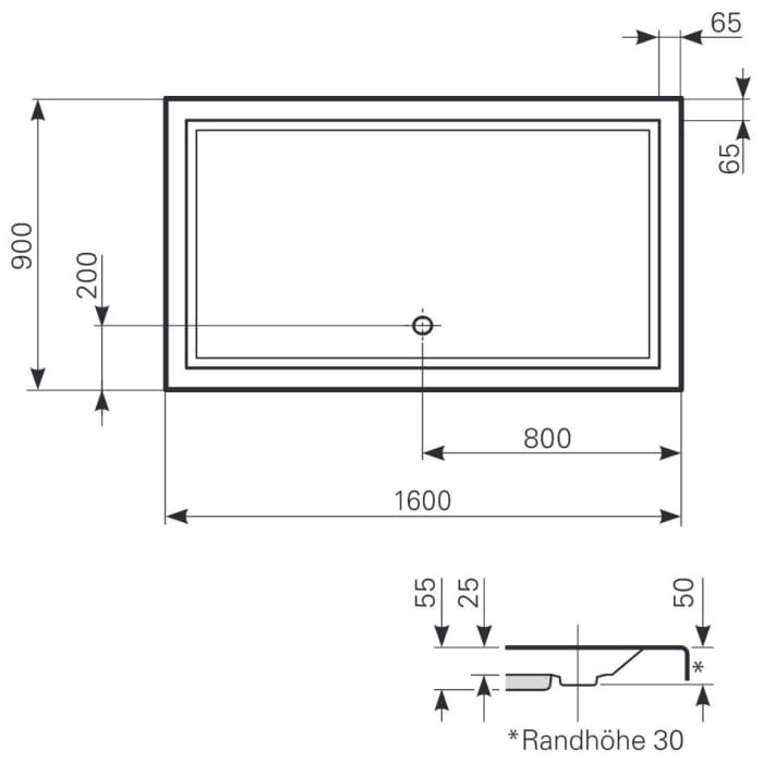 Mauersberger Duschwanne Lupina 160 x 90 superflach