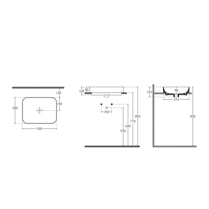 Living Aufsatzwaschtisch 50 x 38 cm