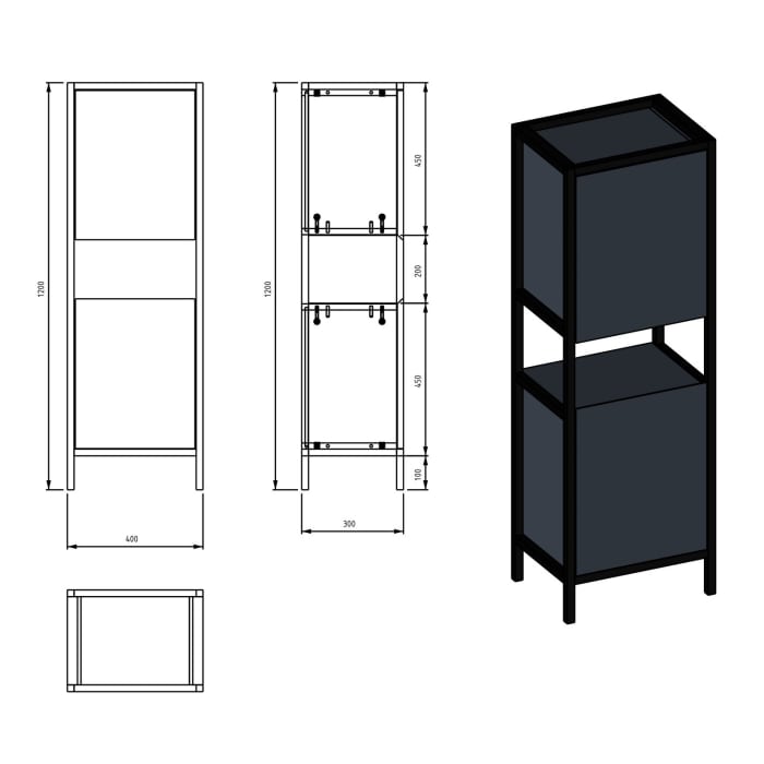 Loft 2.0 Hochschrank 120 cm Anschlag links