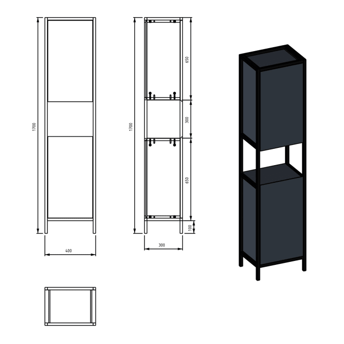 Loft 2.0 Hochschrank 170 cm Anschlag links