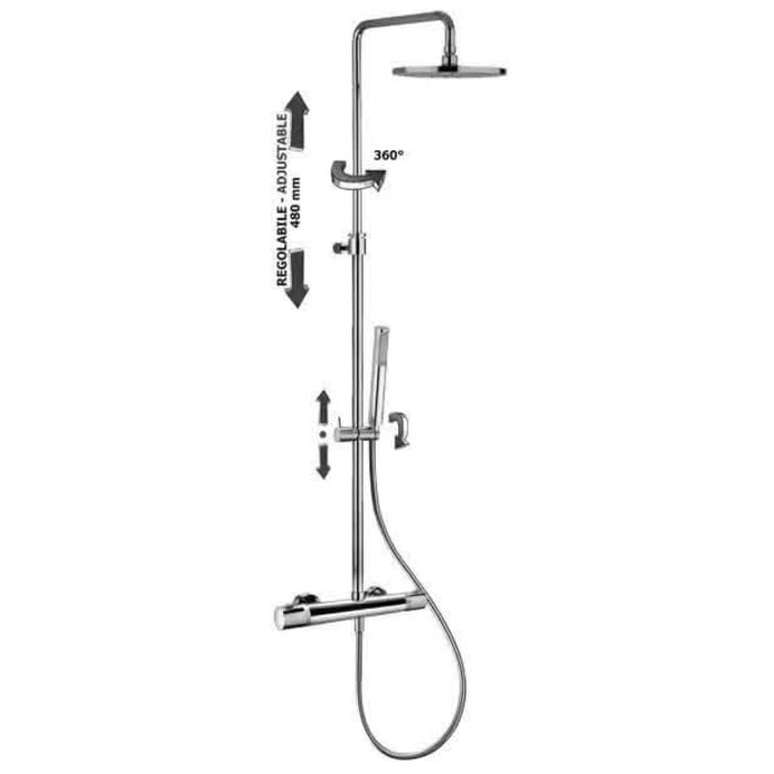House Duschsystem mit Thermostat-Brausebatterie und Kopfbrause rund, Aufputz