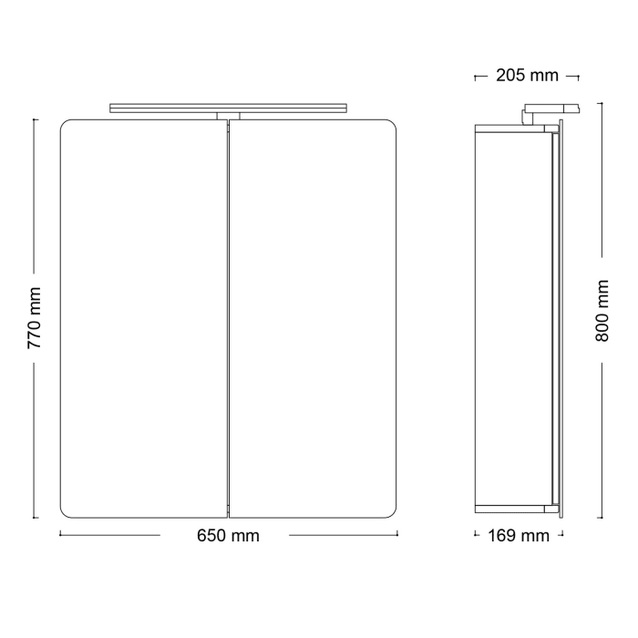 House 2.0 Spiegelschrank Comfort LED 65 cm mit 2 Türen