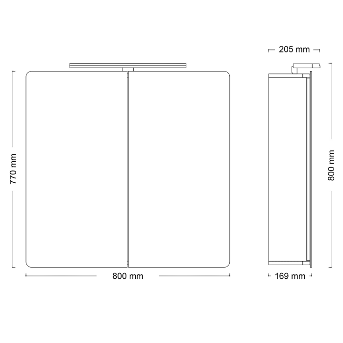 House 2.0 Spiegelschrank Comfort LED 80 cm mit 2 Türen