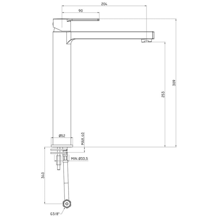 Home 2.0 Einhebel-Waschtischbatterie mit hohem Sockel, ohne Ablaufgarnitur