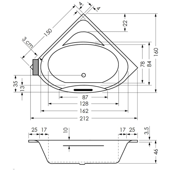 Steinkamp Life Eckbadewanne 150 x 150 cm