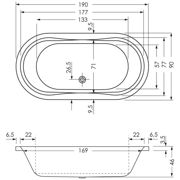 Steinkamp Life Ovalbadewanne 190 x 90 cm
