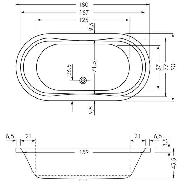 Steinkamp Life Ovalbadewanne 180 x 90 cm