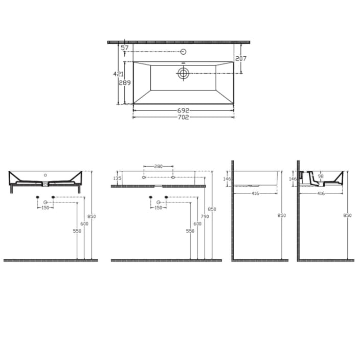Pure 2.0 Waschtisch 70 cm