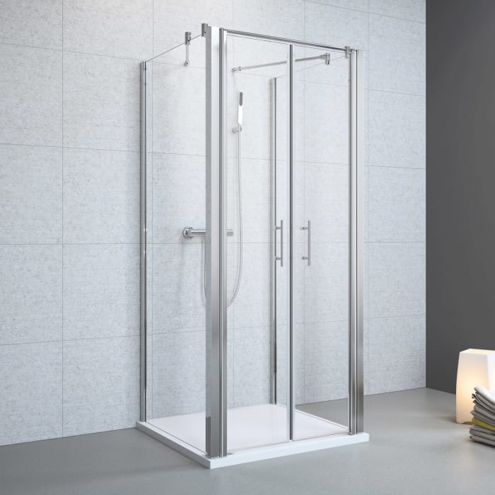 Planplus U-Kabine mit Pendeltür 2-teilig 90 x 90 x 90 x 195 cm