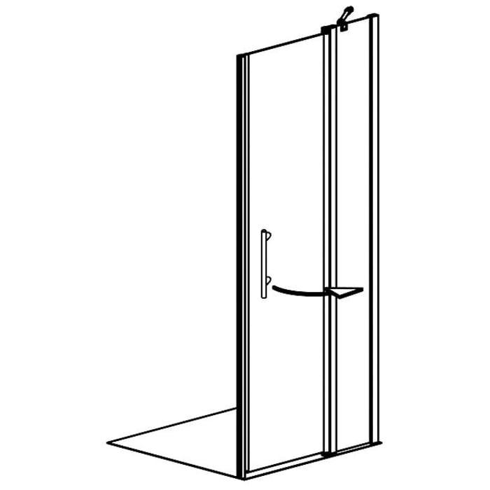 Planplus Drehtür mit Festteil für Nische 140 x 195 cm, Anschlag rechts