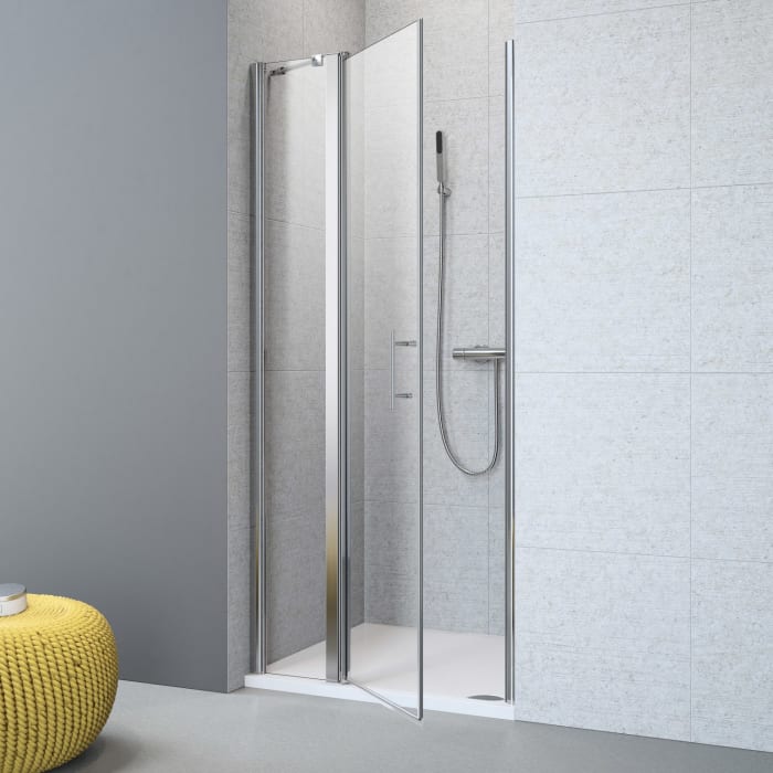 Planplus Drehtür mit Festteil für Nische 100 x 195 cm, Anschlag links