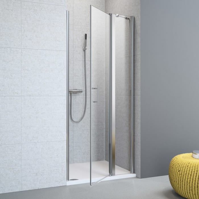 Planplus Drehtür mit Festteil für Nische 140 x 195 cm, Anschlag rechts