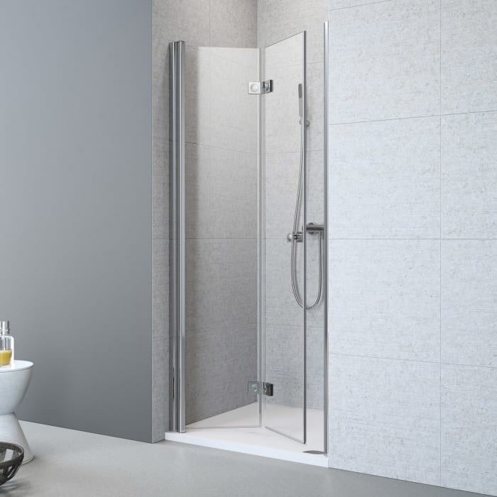 Planplus Drehfalttür für Nische 100 x 195 cm, Anschlag links