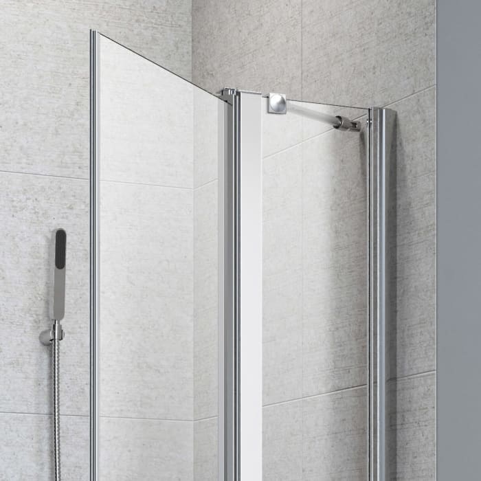 Planplus Drehtür mit Festteil für Nische 100 x 195 cm, Anschlag rechts