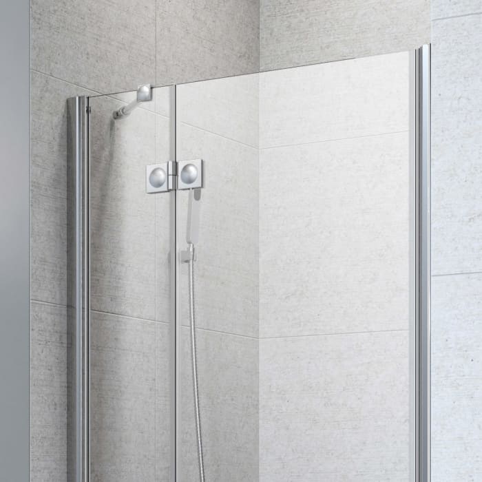 Planplus Drehtür mit Festteil für Nische 90 x 192,8 cm, Anschlag links