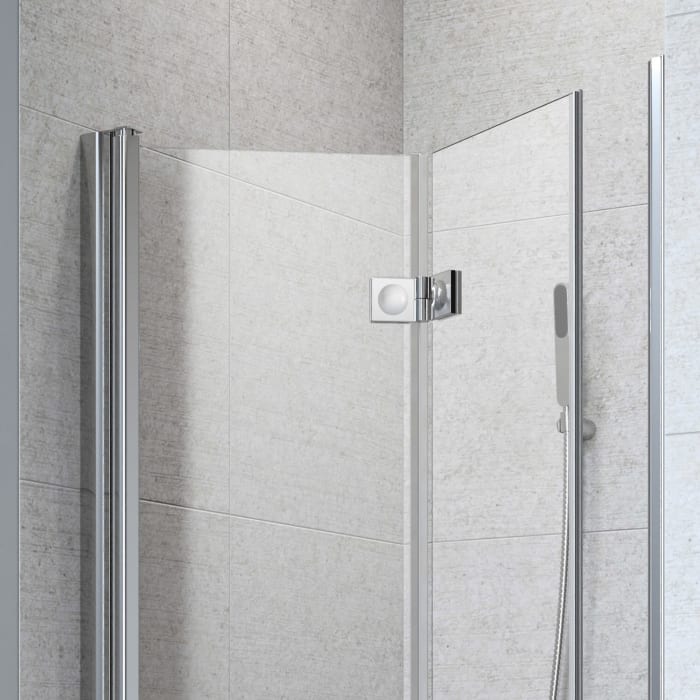 Planplus Drehfalttür für Nische 90 x 195 cm, Anschlag links