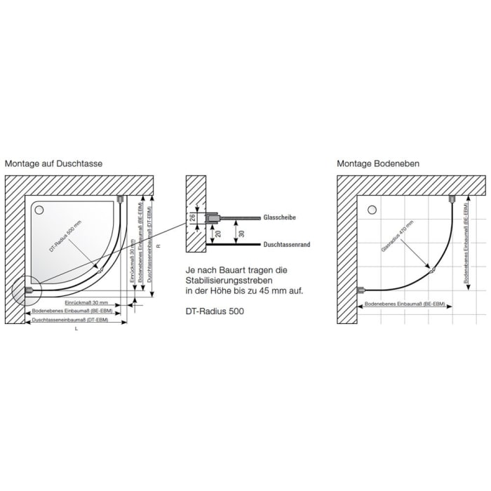 Planplus Runddusche 4-teilig 90 x 90 x 192,8 cm