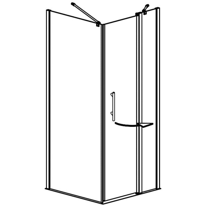 Planplus Drehtür mit Festteil und Seitenwand 80 x 80 x 195 cm, Anschlag rechts